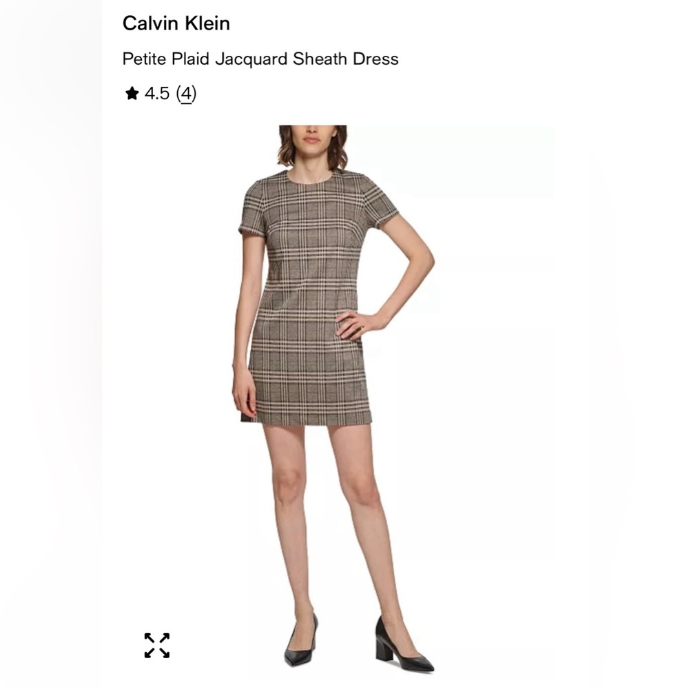 Calvin Klein Black and Cream Plaid Mini Dress